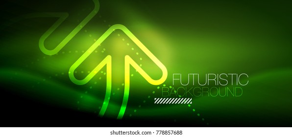 Fondo de flecha tecno neón brillante. Plantilla abstracta de tecnología moderna de alta tecnología para vectores