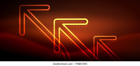 Techno neon glowing arrow background. Vector modern hi-tech tehnology abstract template