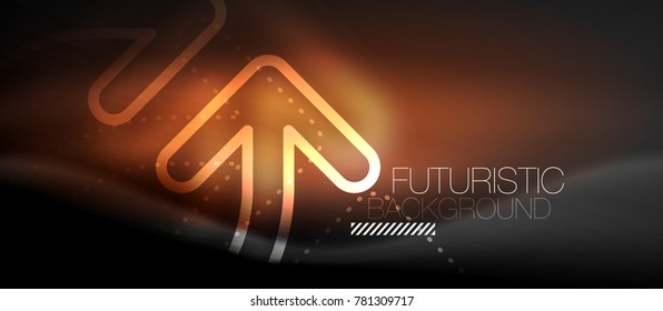 Fondo de flecha tecno neón brillante. Plantilla abstracta de tecnología moderna de alta tecnología para vectores