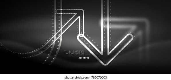 Fondo de flecha tecno neón brillante. Plantilla abstracta de tecnología moderna de alta tecnología para vectores