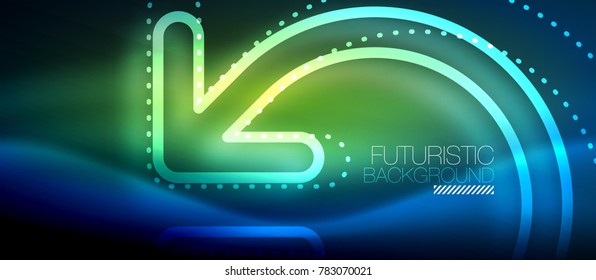 Techno neon glowing arrow background. Vector modern hi-tech tehnology abstract template