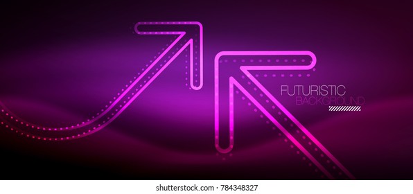 Techno neon glowing arrow background. Vector modern hi-tech tehnology abstract template