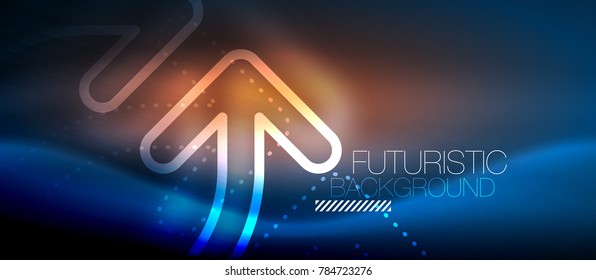 Techno neon glowing arrow background. Vector modern hi-tech tehnology abstract template