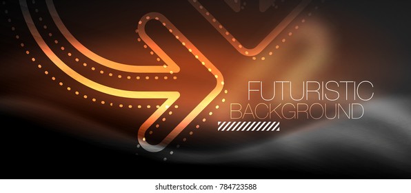 Techno neon glowing arrow background. Vector modern hi-tech tehnology abstract template