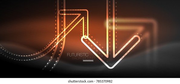 Techno neon glowing arrow background. Vector modern hi-tech tehnology abstract template