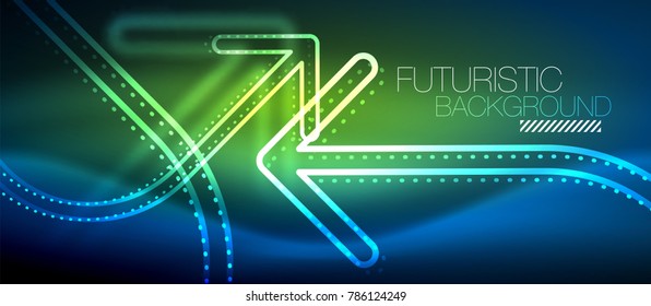 Techno neon glowing arrow background. Vector modern hi-tech tehnology abstract template