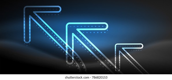 Techno neon glowing arrow background. Vector modern hi-tech tehnology abstract template