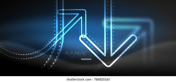 Techno neon glowing arrow background. Vector modern hi-tech tehnology abstract template