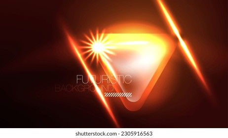 Techno neon triangles with light effects in the dark