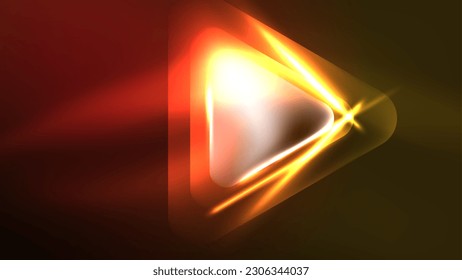Techno neon triangles with light effects in the dark