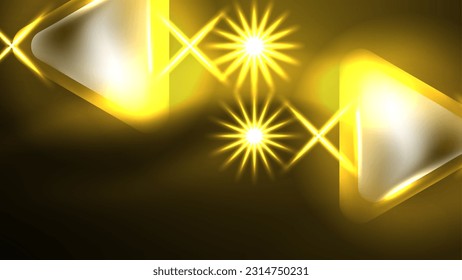 Techno neon triangles with light effects in the dark