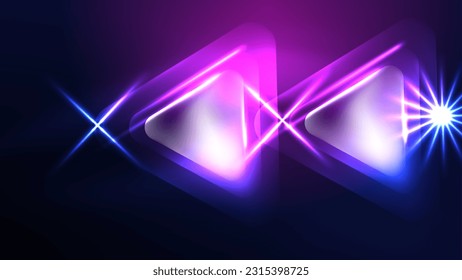 Techno neon triangles with light effects in the dark