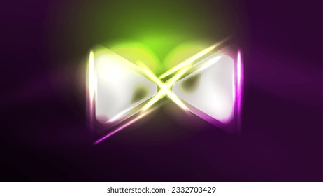 Techno neon triangles with light effects in the dark