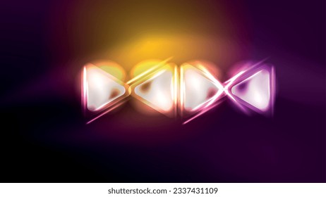 Techno neon triangles with light effects in the dark