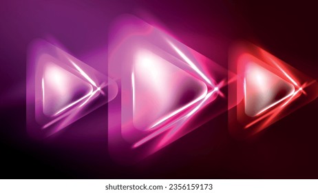 Techno neon triangles with light effects in the dark