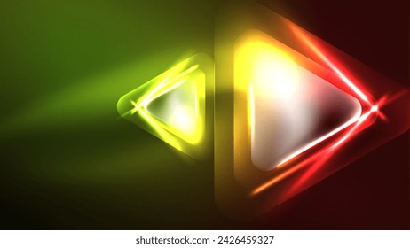 Techno neon triangles with light effects in the dark