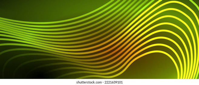 Techno neon wave lines, dynamic electric motion, speed concept. Templates for wallpaper, banner, background, landing page, wall art, invitation, prints