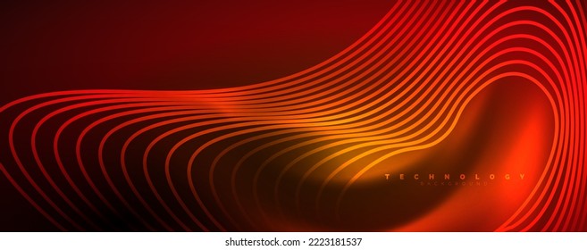 Techno neon wave lines, dynamic electric motion, speed concept. Templates for wallpaper, banner, background, landing page, wall art, invitation, prints