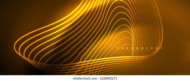 Techno neon wave lines, dynamic electric motion, speed concept. Templates for wallpaper, banner, background, landing page, wall art, invitation, prints
