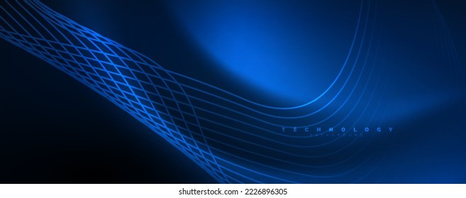 Techno neon wave lines, dynamic electric motion, speed concept. Templates for wallpaper, banner, background, landing page, wall art, invitation, prints