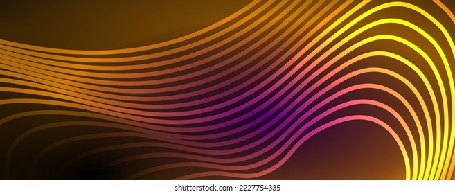 Techno neon wave lines, dynamic electric motion, speed concept. Templates for wallpaper, banner, background, landing page, wall art, invitation, prints