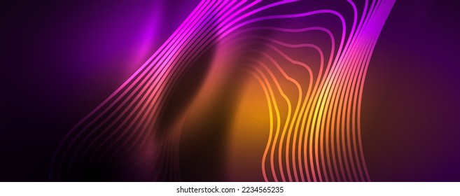 Techno neon wave lines, dynamic electric motion, speed concept. Templates for wallpaper, banner, background, landing page, wall art, invitation, prints