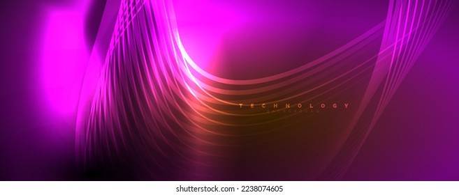 Líneas de onda de neón Techno, movimiento eléctrico dinámico, concepto de velocidad. Plantillas de fondo de pantalla, banner, fondo, página de inicio, arte mural, invitación, impresiones