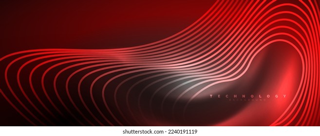 Techno neon wave lines, dynamic electric motion, speed concept. Templates for wallpaper, banner, background, landing page, wall art, invitation, prints