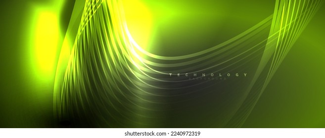 Techno neon wave lines, dynamic electric motion, speed concept. Templates for wallpaper, banner, background, landing page, wall art, invitation, prints