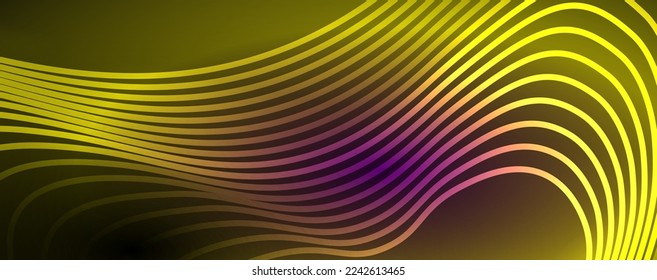 Líneas de onda de neón Techno, movimiento eléctrico dinámico, concepto de velocidad. Plantillas de fondo de pantalla, banner, fondo, página de inicio, arte mural, invitación, impresiones