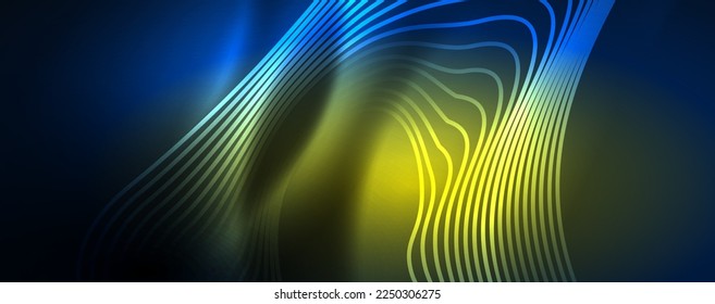 Líneas de onda de neón Techno, movimiento eléctrico dinámico, concepto de velocidad. Plantillas de fondo de pantalla, banner, fondo, página de inicio, arte mural, invitación, impresiones