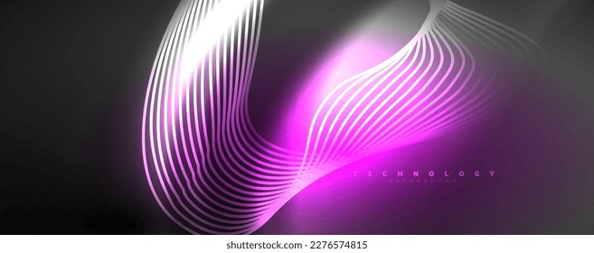 Techno neon wave lines, dynamic electric motion, speed concept. Templates for wallpaper, banner, background, landing page, wall art, invitation, prints