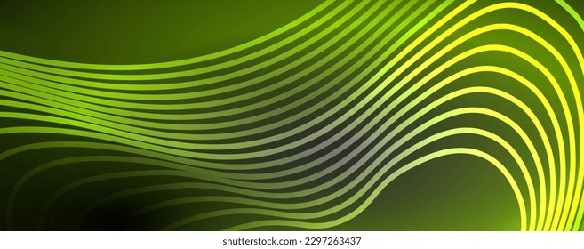 Techno neon wave lines, dynamic electric motion, speed concept. Templates for wallpaper, banner, background, landing page, wall art, invitation, prints