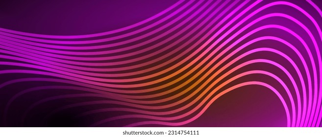 Techno neon wave lines, dynamic electric motion, speed concept. Templates for wallpaper, banner, background, landing page, wall art, invitation, prints