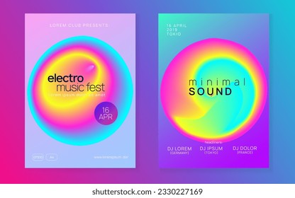 Techno Party. Jazz Glitch For Set. Geometric Background For Invitation Layout. Linear Music Flyer. Disco And Exhibition Vector. Pink And Blue Techno Party