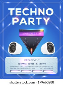 Techno Party Poster, Celebration Background Template