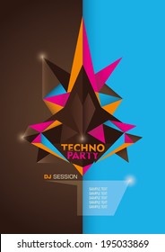 Diseño de afiches de partido Techno con formas geométricas. Ilustración vectorial.