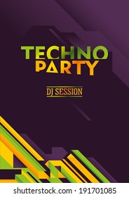 Techno party poster design. Vector illustration.