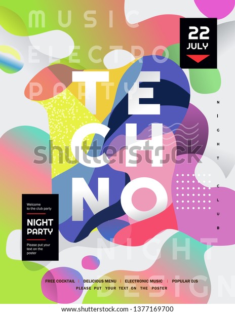 Techno party. Vector gradient\
abstract background for poster, flyer or cover. Psychedelic\
illustration for clubs, DJ, electronic techno music, festival,\
etc