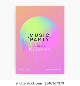 Techno Party. Wave Glitch For Magazine. Bright Sound Fest. Minimal Background For Brochure Concept. Dance And Concert Layout. Pink And Yellow Techno Party