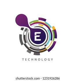 Techno Pixel E Letter Logo