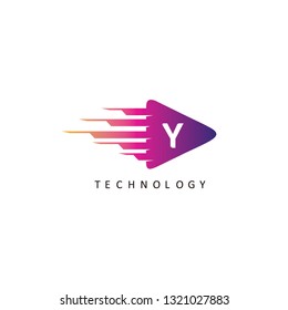 Techno Play Y Letter Logo. Play Media Logo