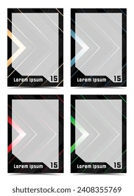 Techno player trading card photo frame border template design flyer set illustration