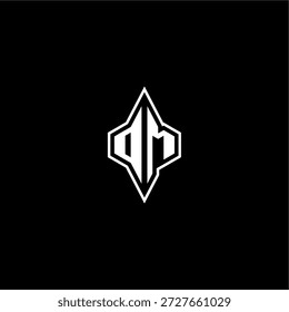 techno racing style design DM initial logo esport concept modern monogram gaming letter