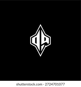 techno estilo de corrida design DQ logotipo inicial esport conceito moderno monograma carta de jogo