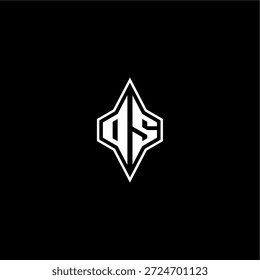 estilo de corrida techno design DS logotipo inicial esport conceito moderno monograma carta de jogo