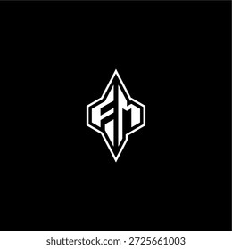 techno estilo de corrida design FM logotipo inicial esport conceito moderno monograma carta de jogo