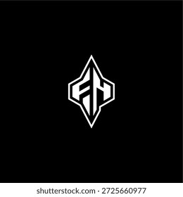 techno estilo de corrida design FN logotipo inicial esport conceito moderno monograma carta de jogo