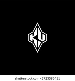 techno estilo de corrida design moderno monograma carta de jogo logotipo inicial esport conceito KU