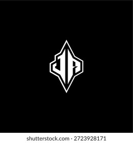 techno diseño de estilo de carreras monograma moderno carta de juego logotipo inicial esport concept JA